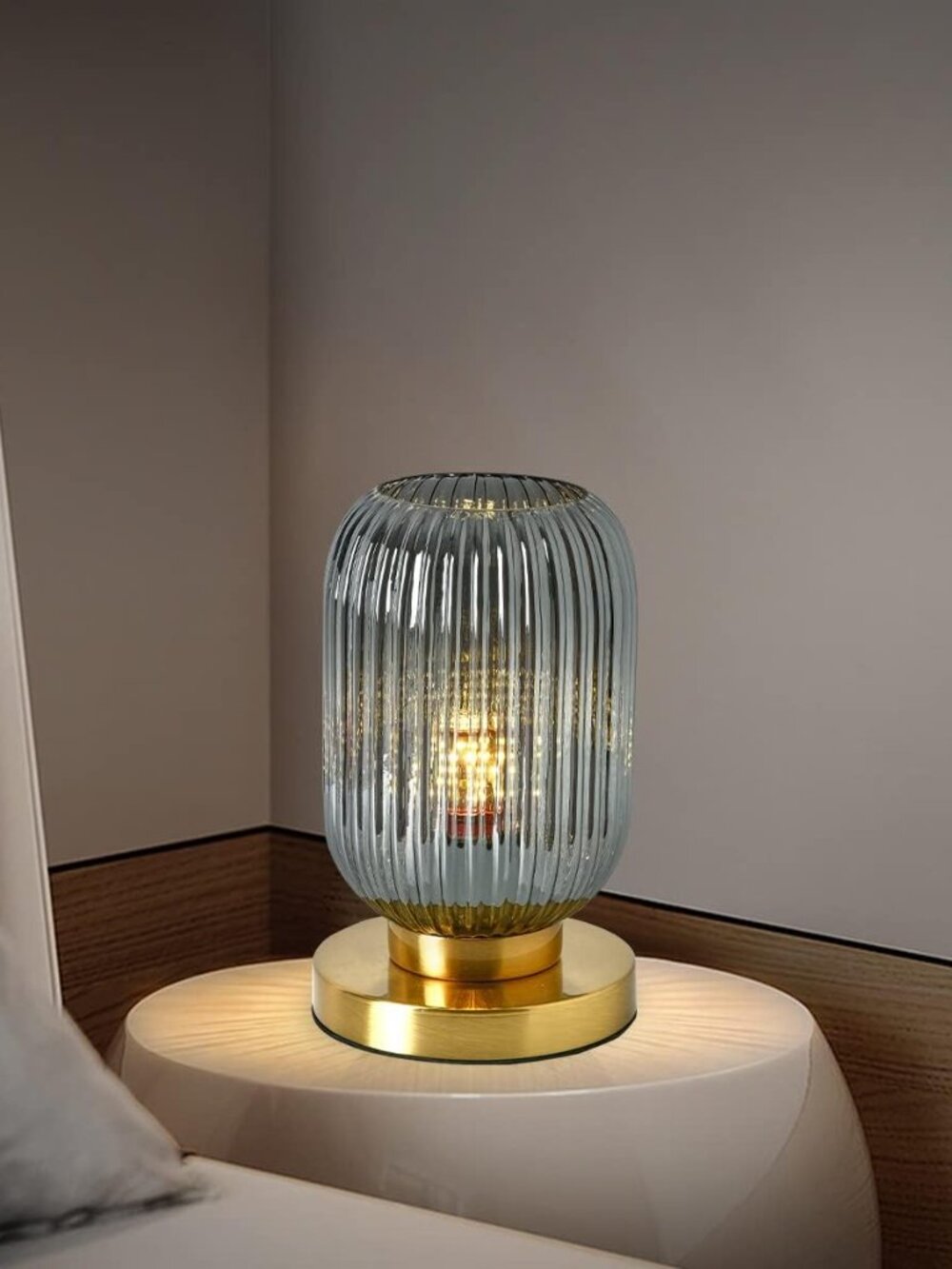 Nordic/Retro Grey Smokey Glass Table Lamp